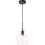 Living District Indoor Modern Home Decorative Bright Ceiling Pierce 1 Light Black And Clear Seeded Glass Pendant