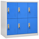 vidaXL Locker Cabinet Set, Secure Steel Organizer for Schools, Offices, Light Gray and Blue, Easy Assembly Required, 5pcs