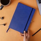 Accuprints Blue Pu Leather Notebook Diary 5.8 * 8.3 Inches 200 Ruled Pages Colour (Blue)