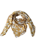 Cashmere Craft Pure Viscose Yellow Leaf Printed Mulitways Scarf/Stoles For Womens