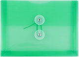 JAM PAPER Plastic Envelopes with Button & String Tie Closure - Index Size - 5 1/2 x 7 1/2 - Green - 3/Pack