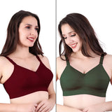Trylo Riza Cottonfit Bra Combo Pack Marun & Olivegreen 36 D - Cup - Pack Of-2,MARUN & OLIVEGREEN,36,B0DQKXXX47