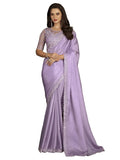Satrani Womens Pure Chiffon Saree (3568S127N_Lavender)