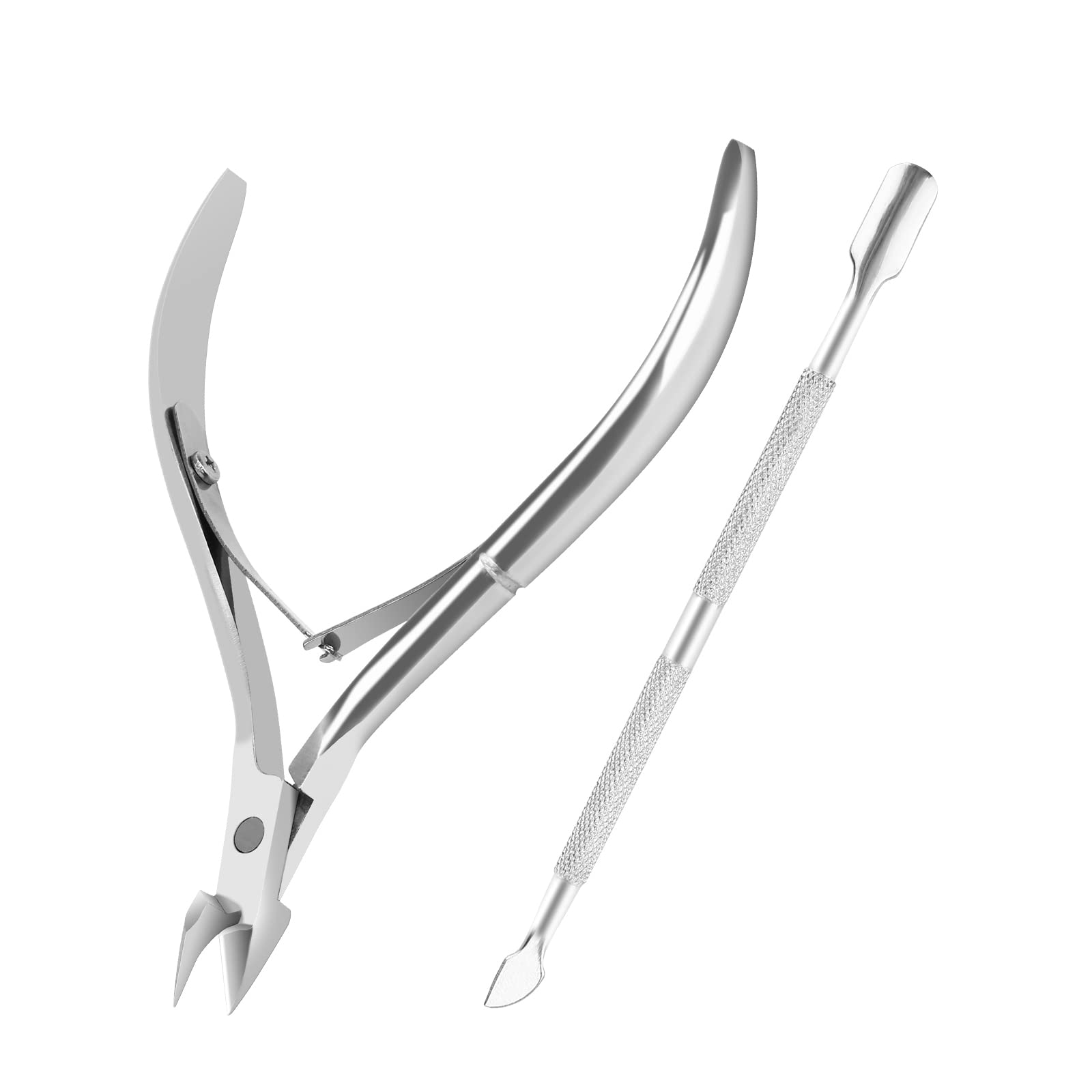 Metal Nail Cuticle Trimmer With Cuticle Pusher And Cutter, 2 Pcs Professional Cuticle Remover Tool Kit, Cuticle Cutter Set, Cuti