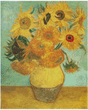 Sunflower Series, 12 Sunflowers Of Vincent Van Gogh Cotton Counted Cross Stitch Kits, 150X196 Stitch, 38X45 Cm Sampler, Diy Deco