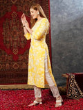 Gosriki Women'S Cotton Blend Chikankari Embroidered Straight Kurta (Zainab Yellow-Jb-Gs_Xl_Yellow_X-Large),Yellow,,B0D7M9Z47K
