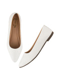 Shoetopia Textured Ballerinas for Women & Girls, White, 6 UK