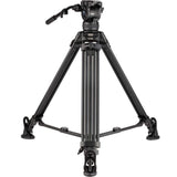 Magnus REX VT-6000 2-Stage Aluminum Video Tripod with Fluid Head, 75mm Half Ball, Extends to 65  , Max Load 17 lbs. Dual-spiked