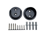 QCAA Solid Brass Extra Heavy Closet Pole Socket Set, 1-1/2 inch, with Stainless Screws, Black Coated, 1 Pair, Made in Taiwan