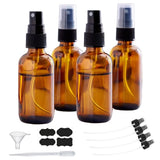 YUNFOOK 2oz Amber Glass Spray Bottles for Essential Oils, Hair, Skincare, Cleaning & Travel,4-Pack Small Empty Spray Bottle