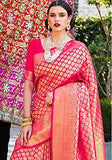Pujia Mills Womens Kanjivaram Pure Banarasi Silk Saree Kanchipuram Saree (Pink)