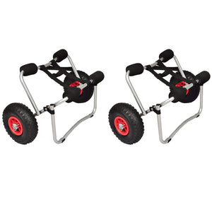 Vidaxl 2-Piece Set Aluminum Kayak Trolleys | Foldable Canoe Dolly Cart | Lightweight, Portable & Robust | Sea Or River Kayaking Accessories | Ideal For Sand And Gravel Terrains