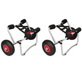 Vidaxl 2-Piece Set Aluminum Kayak Trolleys | Foldable Canoe Dolly Cart | Lightweight, Portable & Robust | Sea Or River Kayaking Accessories | Ideal For Sand And Gravel Terrains