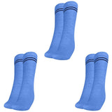 Mukhaksh (Pack Of 3 Pairs Boys Kids Sky Blue Socks With Navy Blue Stripes Border Lining Sky Blue With Navy Blue Stripes Calf Len