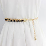 Syga WomenS Braided Waist Chain With Black And Golden Intertwined Design Adjustable Kamarband Suitable Size For Waist 2636 I