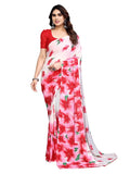 Satrani Womens Pure Georgette Saree (3199S2286NA_Red & Pink & White)