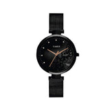 Timex Analog Watch For Women With Grey Round Dial & Black Stainless Steel Bracelet Band Water Resistant Women'S Wrist Watches - 
