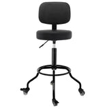 CoVibrant Heavy Duty Shop Stool with Ergonomic Backrest - Lockable Rubber Wheels & Adjustable Height, 360 Swivel, High Footrest 