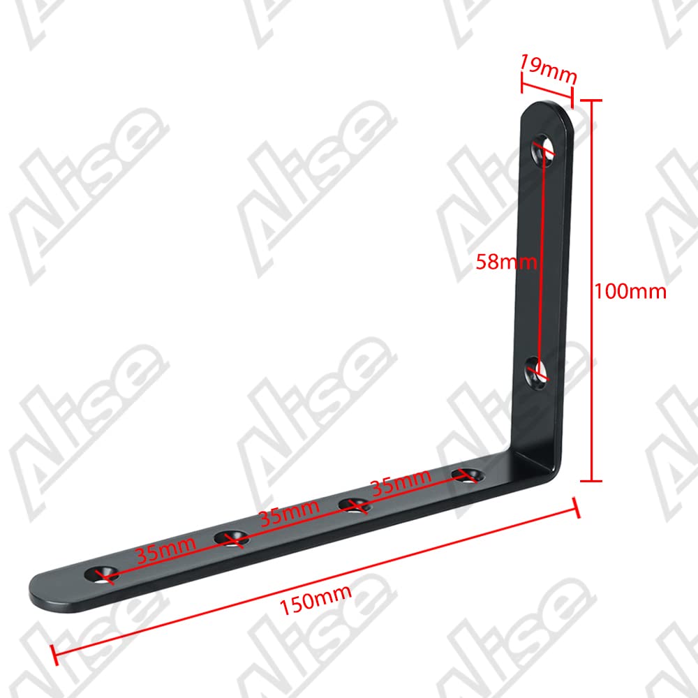 Alise 6x4 Inch Stainless Steel Shelf Brackets,J6207B-4P Matte Black 4 Pcs