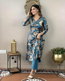 Gosriki Women'S Rayon Blend Straight Printed Kurta With Pant (Dhun Cerosin-Nw-Gs_Xl_Dark Blue_X-Large),Dark Blue,,B0CTCL6LYC