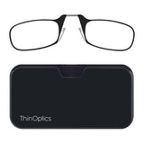 ThinOPTICS Stick Anywhere, Go Everywhere Reading Glasses plus Classic Universal Pod Case, Black Frame, Black Case, 2.50 Strength