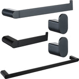 RANDOM 5 Piece Bathroom Hardware Set Matte Black Towel Bar Set Include 9.8/23.6 Inch Towel Bar Toilet Paper Holder and 2 Towel H
