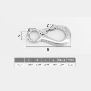 Alele Grab Hooks,Slip Hooks,304 Stainless Steel Lifting Hook Rigging Accessory,440 lbs.Work Load (Grab Hooks 0.2t)