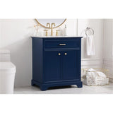 Elegant Decor Americana 30 Solid Wood And Metal Single Bathroom Vanity In Blue