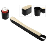 Supin 2 Prices Car Seat Gap Filler Pad PU Leather Console Side Pocket Organizer and one Cup for Cellphone Wallet Coin Key (Black