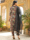 Gosriki Women'S Rayon Blend Printed Straight Kurta With Pant & Dupatta (Keech Black-Gs_L_Black_Large),Black,,B0DPB3N5YY