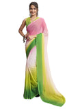 Satrani Women's Georgette Dual Tone Ready To Wear Saree with Unstitched Blouse Piece (18RS153NA_Pink & Green6)