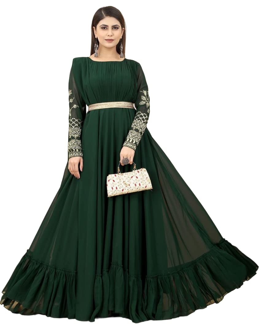 Fashion Basket Gerogette Green Gown for Womens (FB-ES-E6014-M)