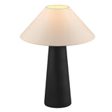 Novogratz x Globe 18 Ceramic Table Lamp, Matte Cream, Off-White Tapered Fabric Shade, in-Line Rocker Switch, 5 Ft. Clear Cord, H