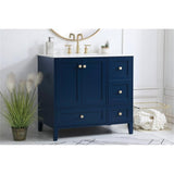 Elegant Decor Sommerville 36 Steel And Wood Single Bathroom Vanity In Blue