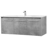 Elegant Decor Rasina 48 Single Porcelain Top Floating Bathroom Vanity In Gray