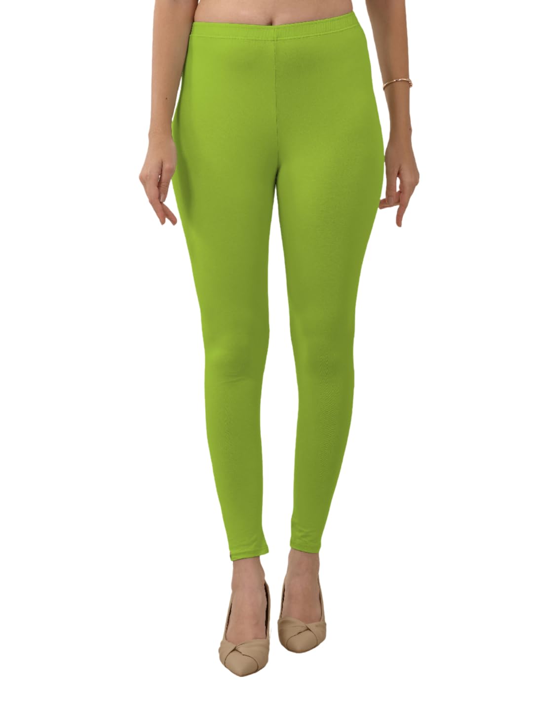 Lyra Women Solid Premium Cotton Ankle Length Leggings | Mid-Waist | Fashionwear