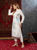 Anni Designer Women'S Cotton Blend Straight Printed Kurta With Pant (Nabhita White-Jl_Xl_White_X-Large),White,XL,Cotton Blend,Regular,
