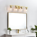 Living District Merrick 4-Light Iron & Glass Bath Sconce In Black/Clear