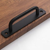 Ntresbonne 2 Pack 5 Inch 128 mm Matte Black Cabinet Pulls with Base Plate Cupboard Aluminum Handles Drawer Pull Cabinet Handles