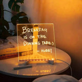 SNOOGG 8x8 LED Note Board Acrylic LightUp Message & Drawing Pad with 6 Pens and Stand, Ideal for Office, Room Display, Festiv
