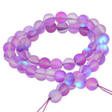 Matte Aurora Crystal Glass Beads Gemstone 10MM Purple Frosted Glitter Shining Mermaid Round Loose Beads Frosted Moonstone for Je