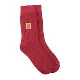 The Tie Hub Solid Burgundy Crew Socks For Men Cotton Blend