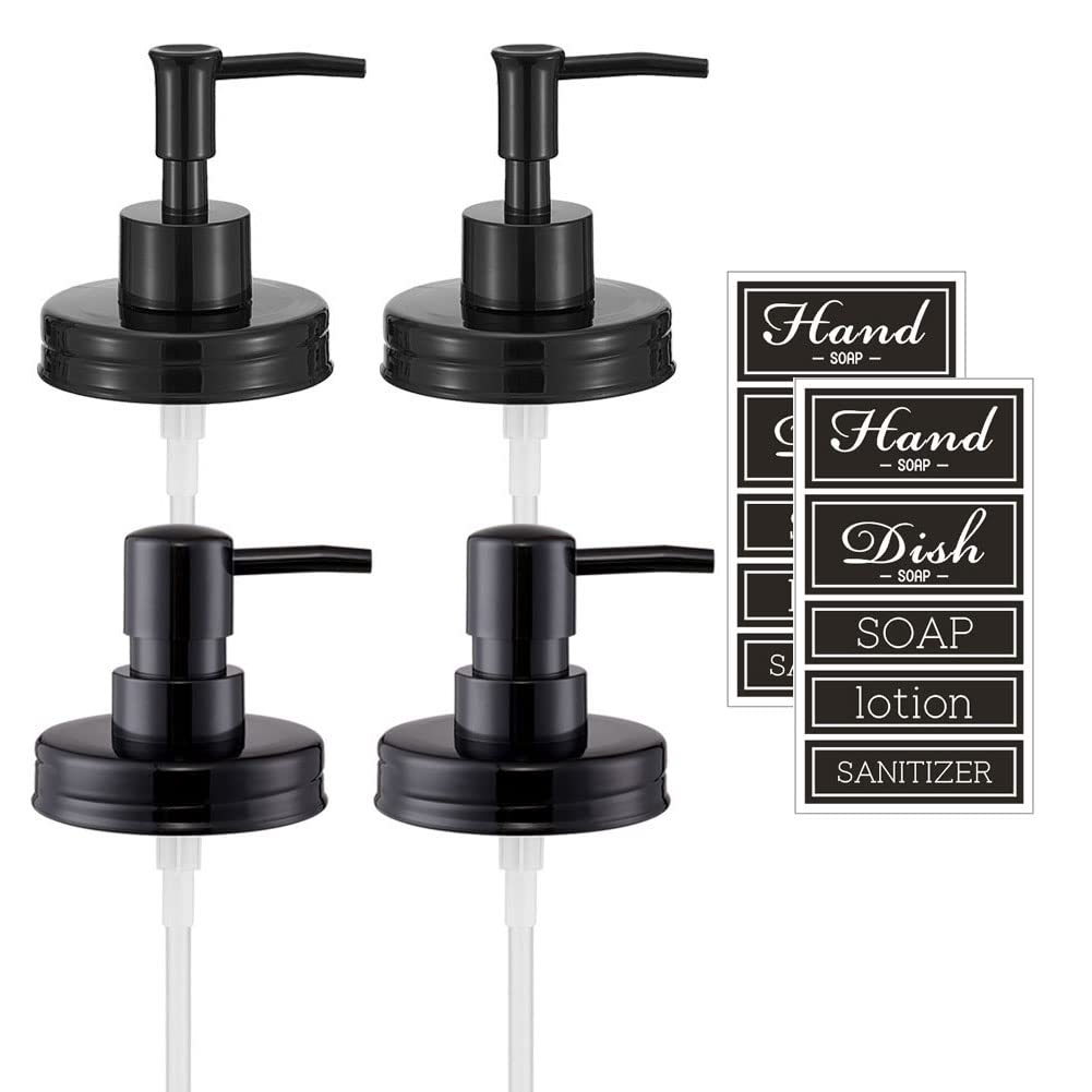 Onsogi Regular Mouth Plastic Mason Jar Soap Dispenser Pumps and Lids- Rust-Proof Mason Jar Accessories Rustic Farmhouse Kitchen