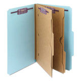 Smead 19081 Pressboard Folders with Two Pocket Dividers Legal SixSection Blue 10/Box