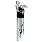 Wise SBL-1000 Ball Point Hex Key Wrench Set of 9 (Long Handle Included) Made in Japan/Can Be Tightened