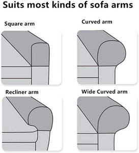 BADASS SHARKS Armrest Covers Anti-Slip Waterproof Furniture Protector Armchair Slipcovers for Recliner Sofa Set of 4 Grey