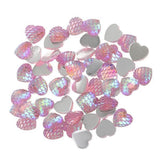 ATORSE 2x50pcs 12mm Resin Mermaid Fishscale Cabochon Multi Colour Heart Pink