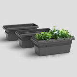 Yuccabe Italia Plastic Planter Flower Pot Rectangular Planter (Grey, 24 Inch 3 Pcs)
