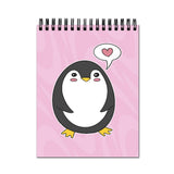 Vprint Puguin Girls Spiral Wiro Unruled Blank Pages Notebook Diary Journal Drawing Book Potrait A4 (Size 8X11)