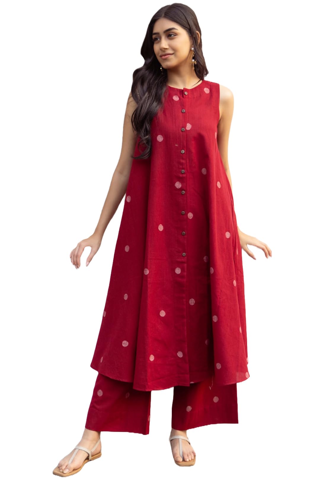 Anni Designer Women'S Rayon Blend Straight Printed Kurta With Palazzo (Deeksha Red_S_Red_Small),Red,S